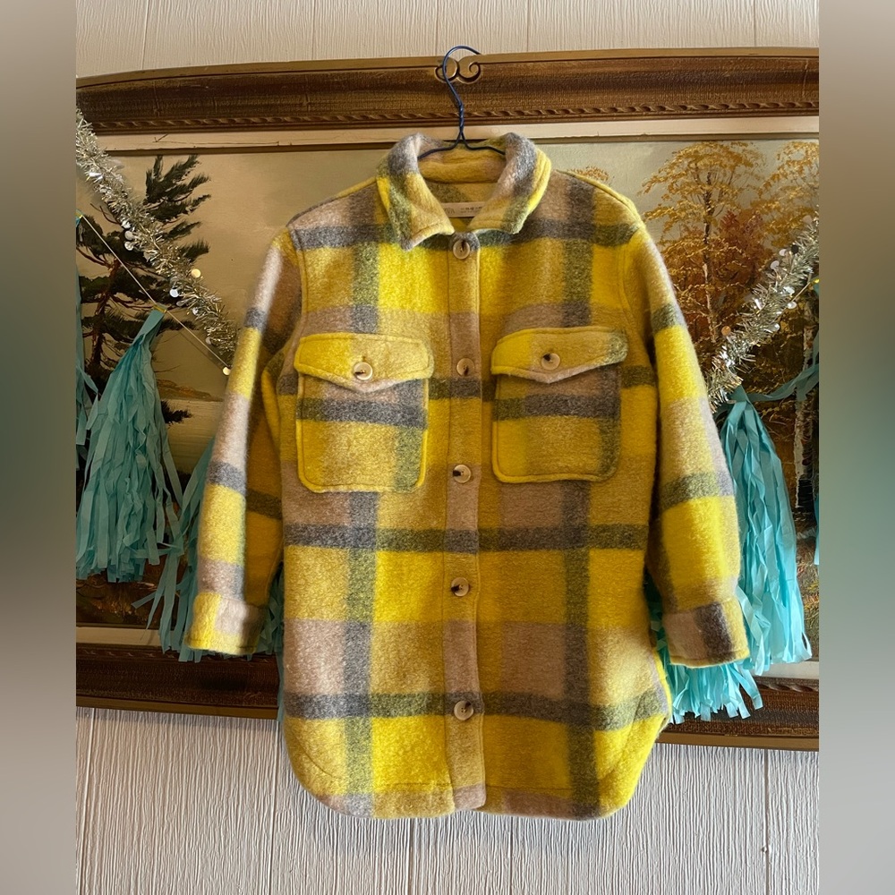 Zara Yellow and Gray Plaid Shacket. Size 11-12yo. Like New.